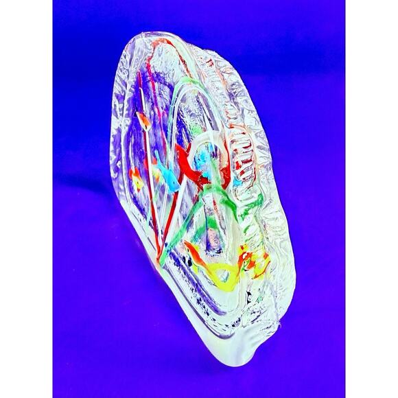 Vintage Murano Style Fish Aquarium Art Glass Block Paperweight MCM Ocean - Picture 10 of 15